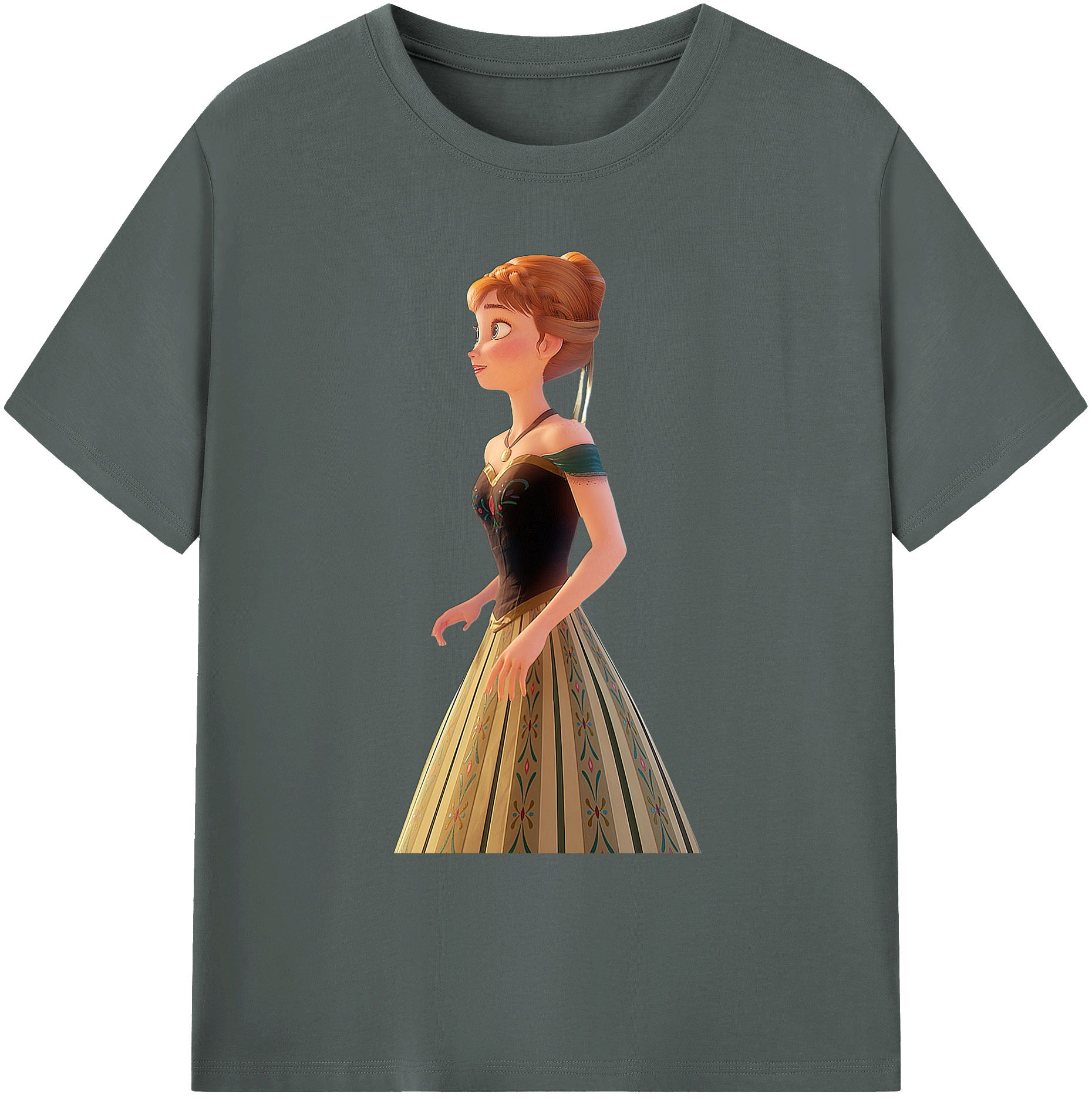 （画像用） アナと雪の女王 アンナ エルサ Frozen Anna Elsa 綿100％ メンズ半袖Tシャツ｜肌触りやわらか＆通気性